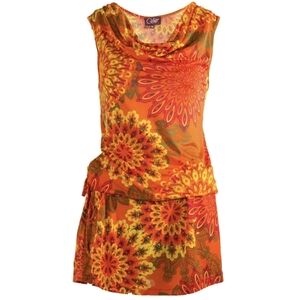 NWOT Coline Mandala Dress XXL Cowl Neck Tie Hip Sleeveless